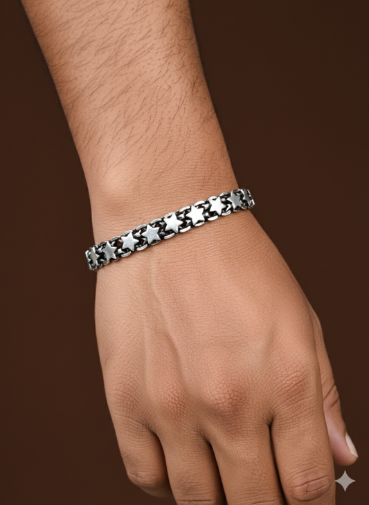 Astral Silver Star Men’s Bracelet